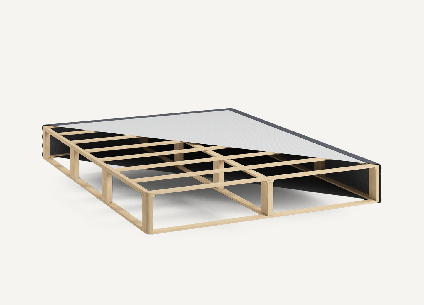 4.5" Wood Foundation(boxspring alternative) showing the 8 slat wood truss construction - Mattress King