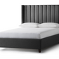 Front angle view of the Blackwell Bed in charcoal, highlighting the intricate vertical channel design - Mattress King
