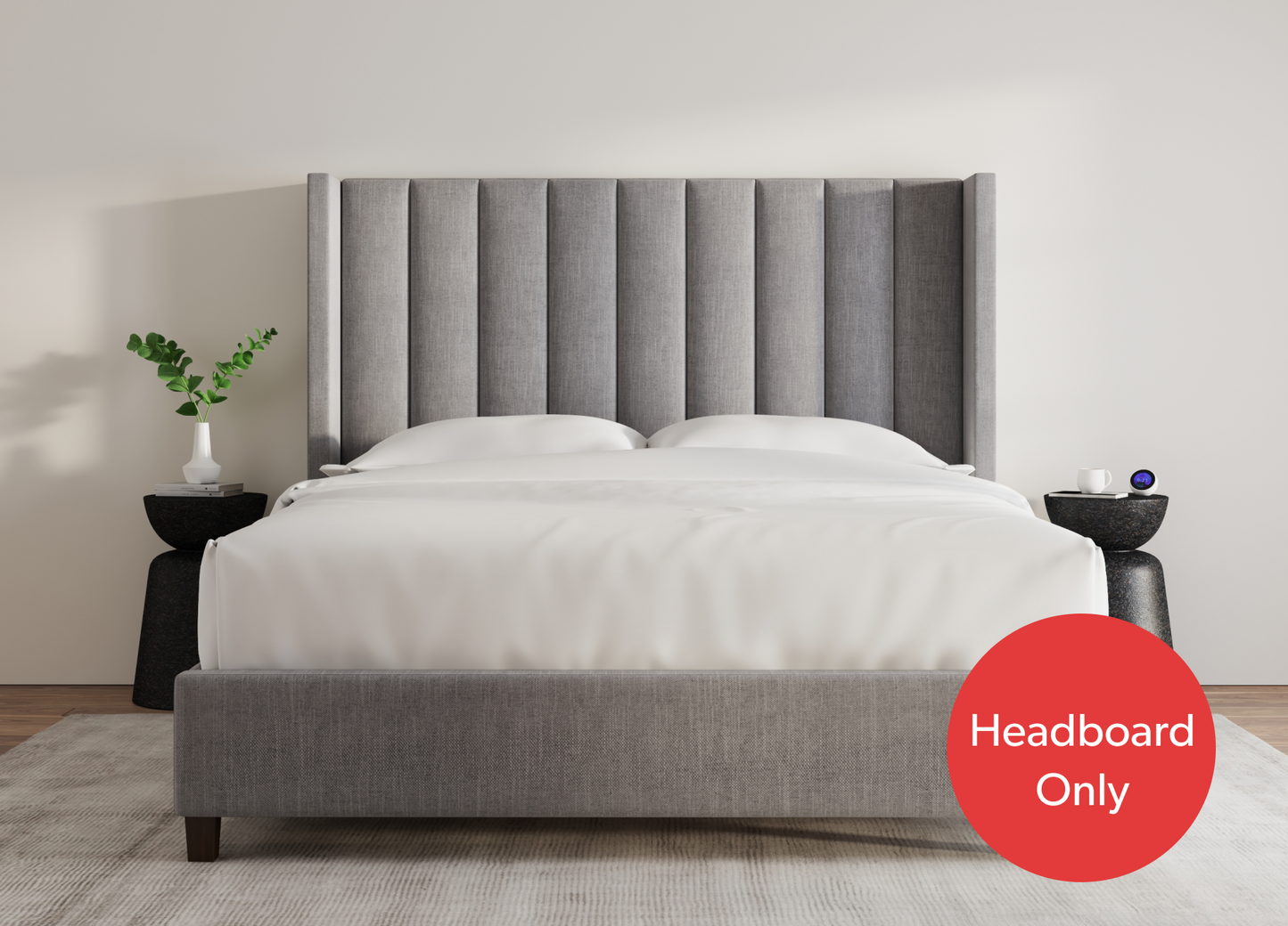 Upholstered Blackwell Headboard Front View Shown in the Stone Color - Mattress King