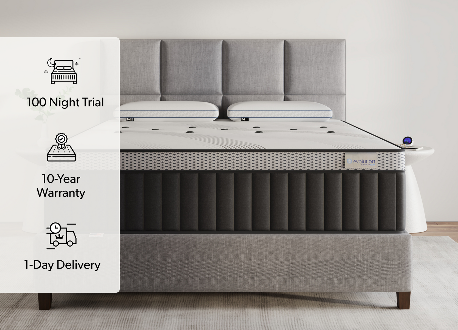 NXT 4000 Latex Gel Memory Foam Premium Hybrid comes with 100 night trial, 10-year warranty and 1-day delivery - Mattress King
