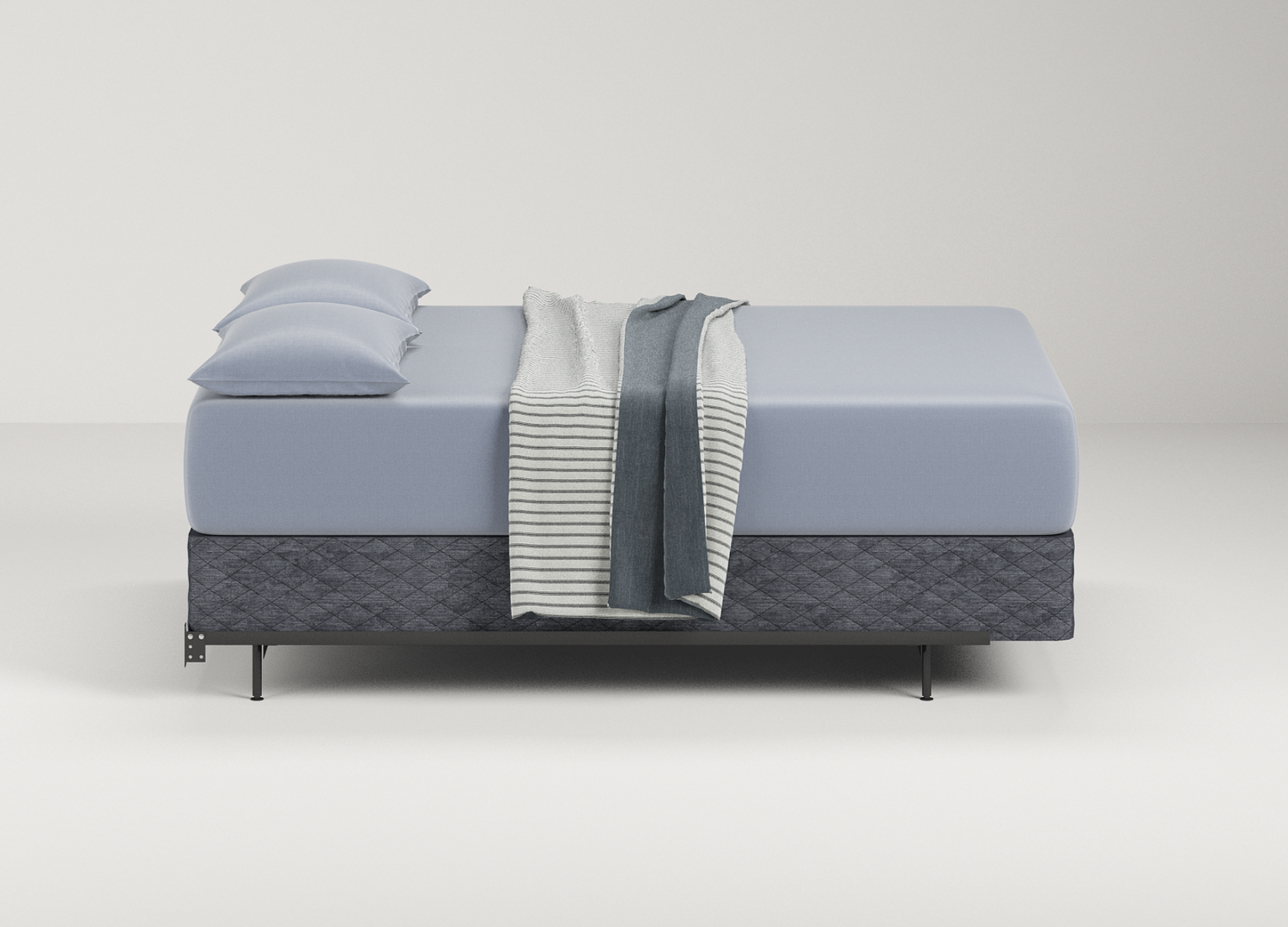 9 Inch Wood Foundation(boxspring alternative) at a side view with a mattress on top - Mattress King