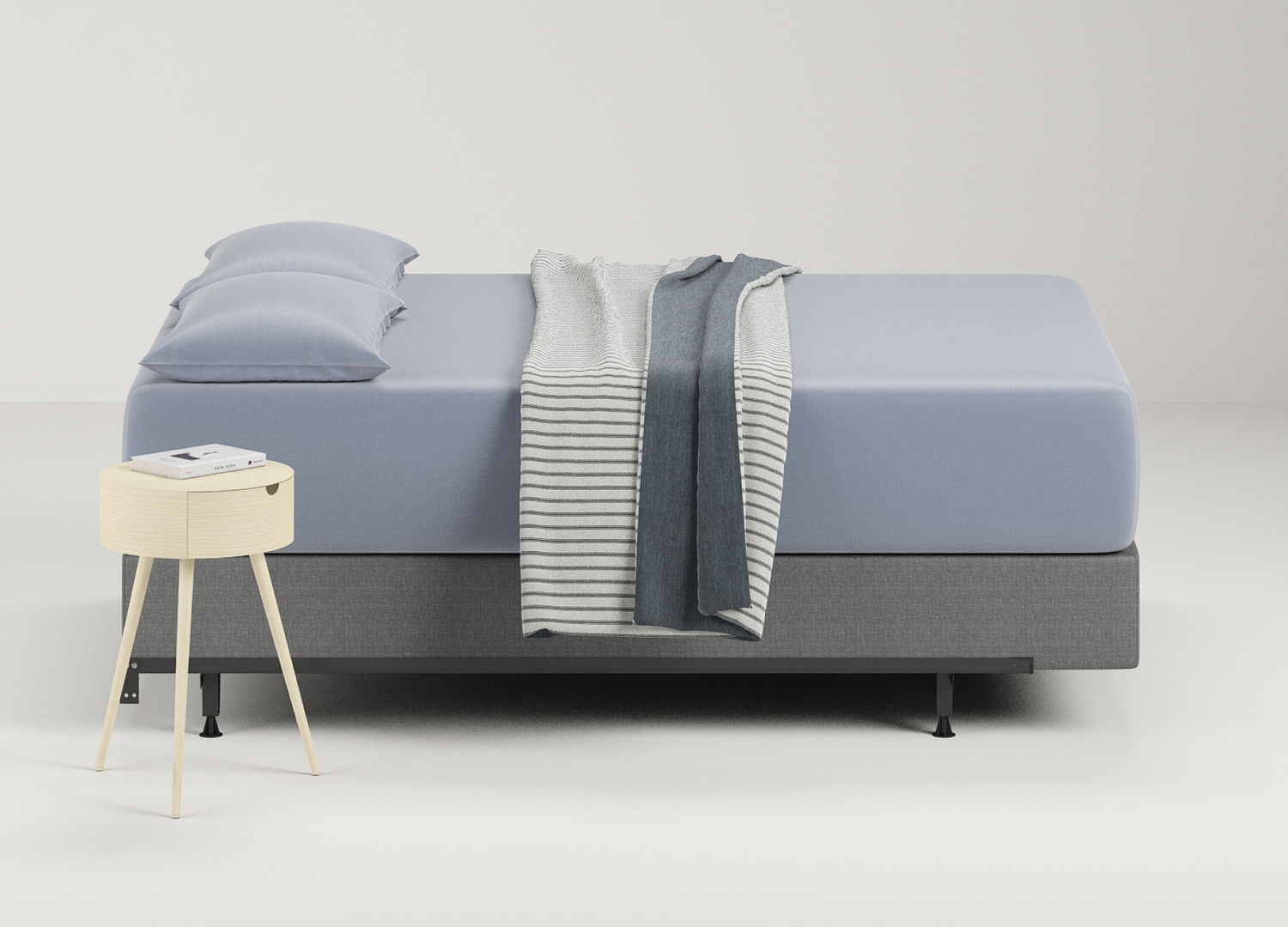Foundation and mattress on bed frame for support - Mattress King