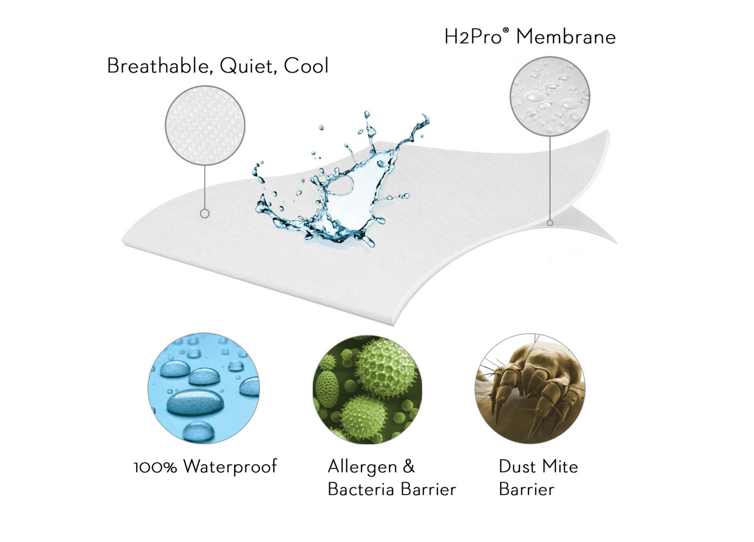 H2O waterproof membrane detail - Mattress King
